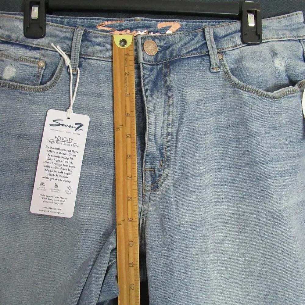Seven7 Jeans Womens Size 12 Blue Felicity High Rise Slim Flare Enchanted NWT